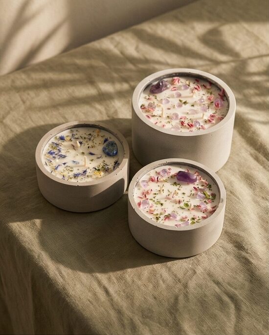 Soy Wax Candle in a Low Concrete Vessel