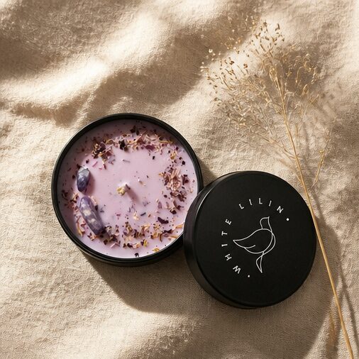Natural Soy Wax Candle in a Black Vessel