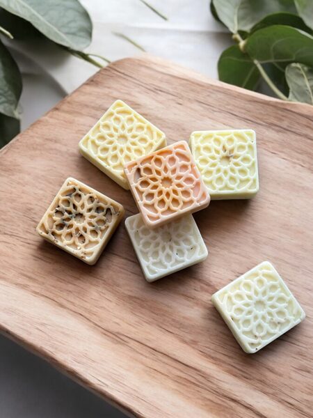 Goat milk soap in the shape of a square